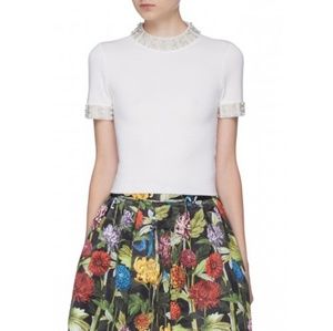 Alice + Olivia Ciara Embellished Crop Sweater